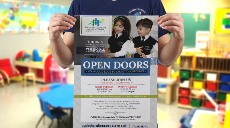 Open Doors poster for our school in Ottawa